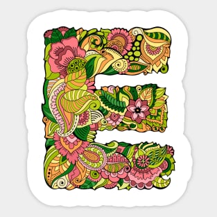 Floral letter E Sticker